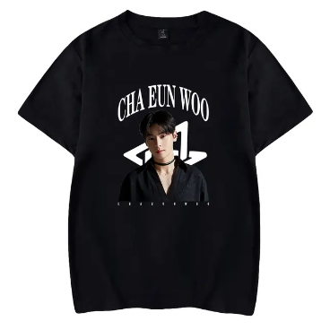 Camiseta Simples De Algodão Estampa Cha Eun-woo Confortável