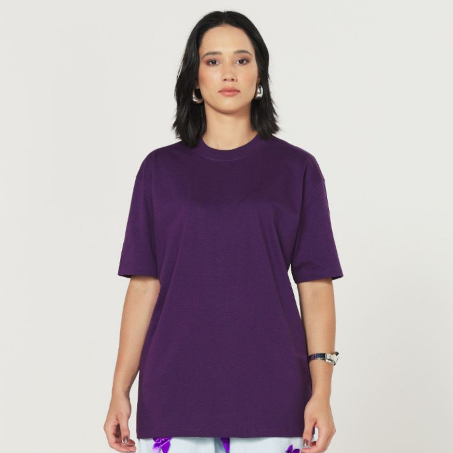 Camisa Streetwear Básica Oversized Roxa | Shopee Brasil