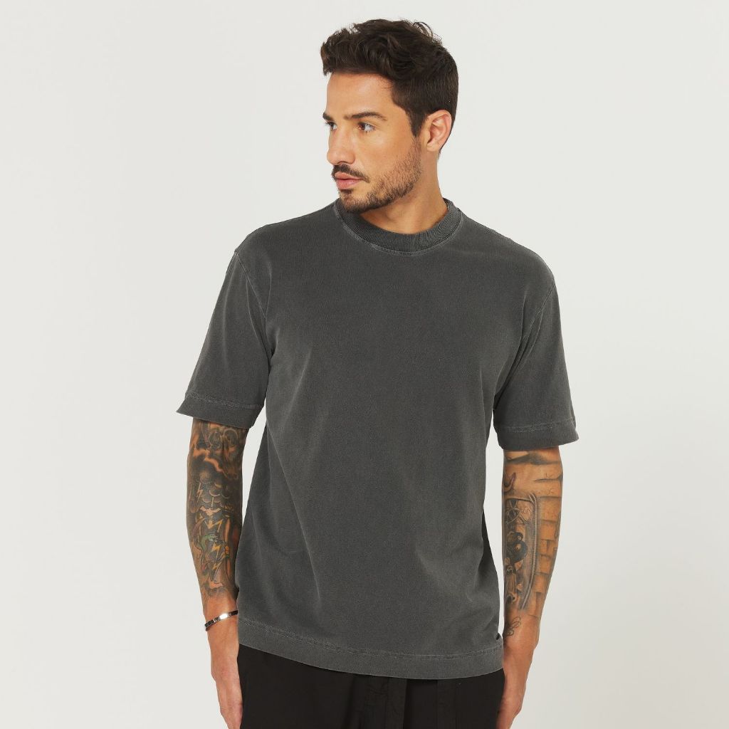 Camiseta Oversized Heavyweight Tubular Streetwear Chumbo