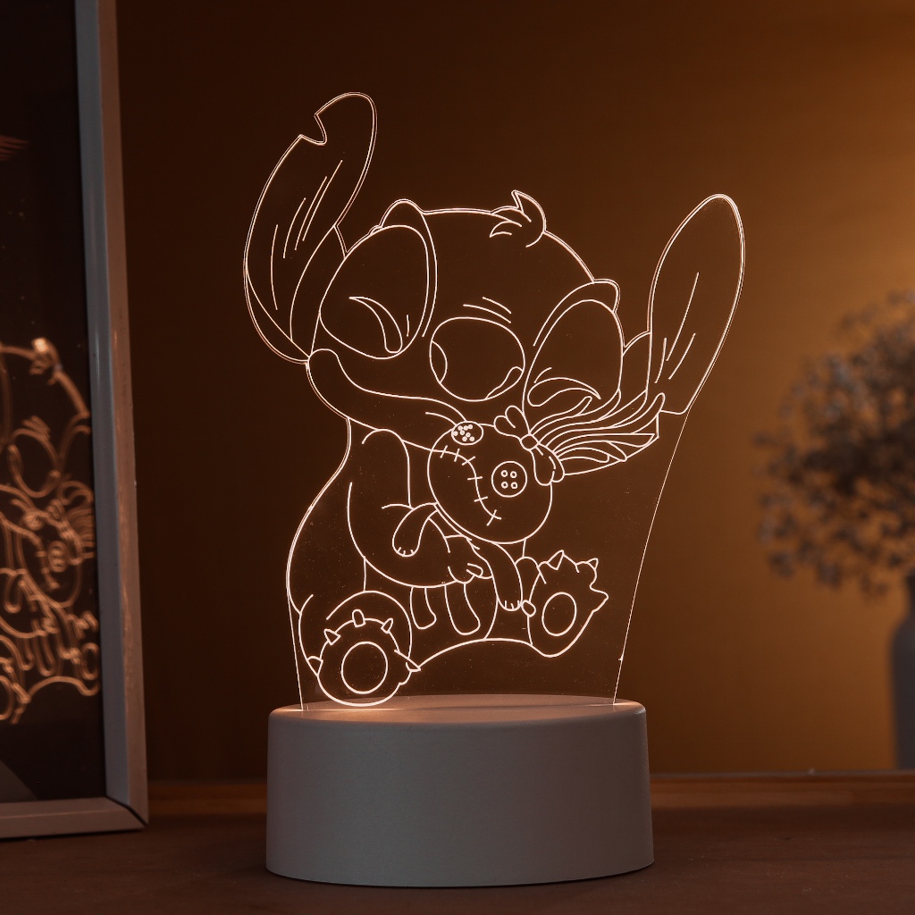 Luminária LED 3D de Mesa / Luz Noturna Presente Criativo / Decoração - Stitch Abraçando Boneco