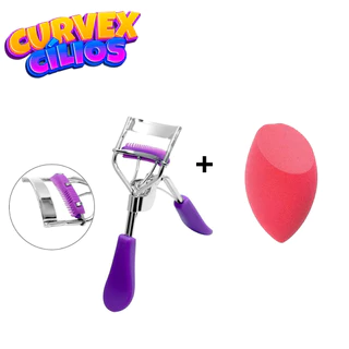 Curvex, Cílios Curvados, Olhos Marcantes, Maquiagem Efeito Natural e Esponja de Pó Chanfrada