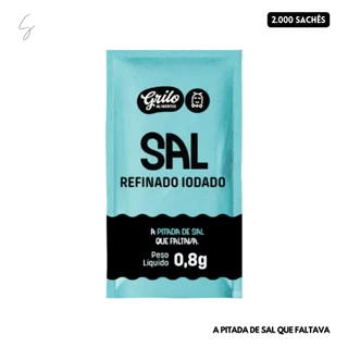 Sal Sachê Refinado Grilo Alimentos Caixa C/2000 Unidades 0,8g