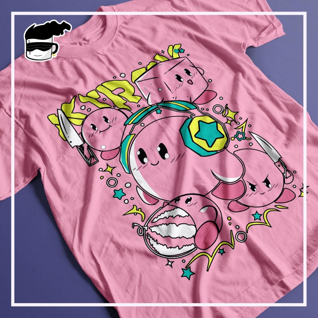 Camiseta Bu00e1sica Kirby GYM Maromba Treino Jogo Gamer Brasil