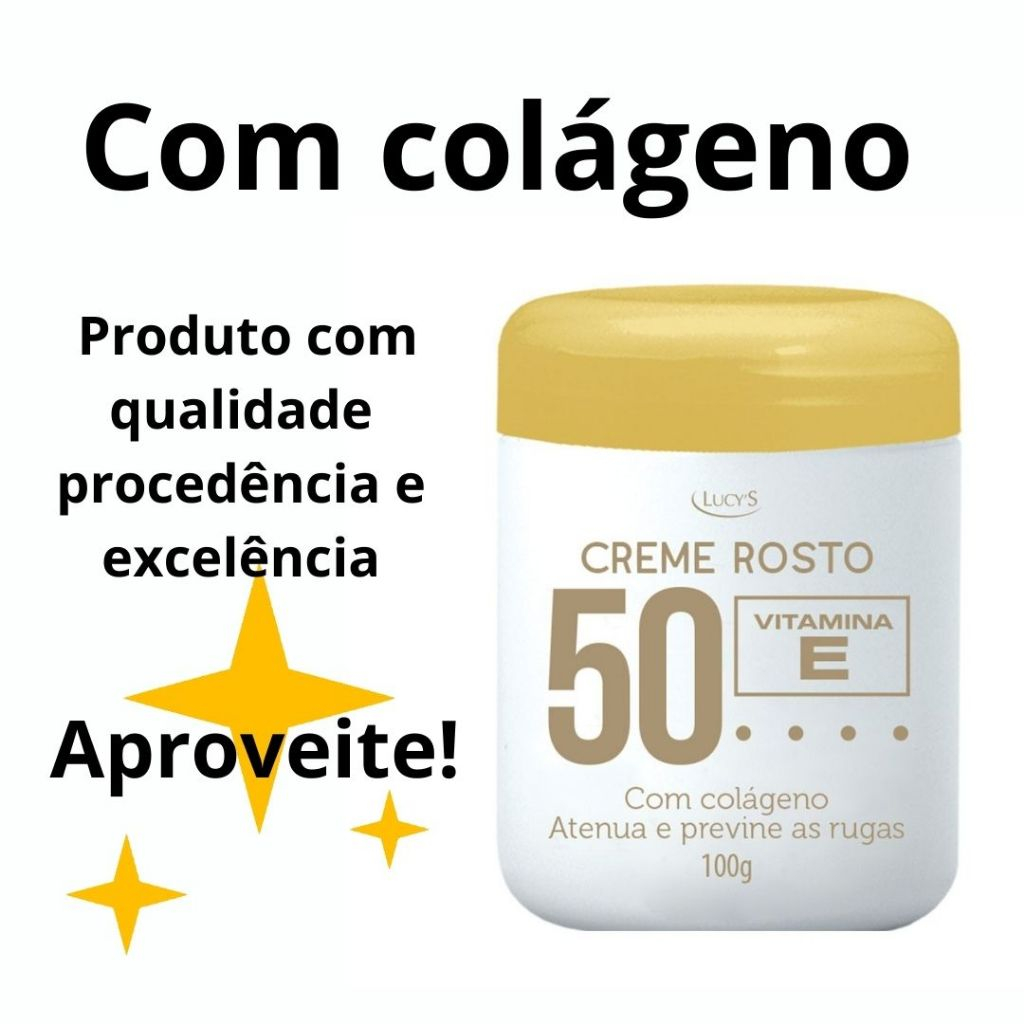 Creme anti rugas Com Colágeno Vitamina 50 E Lucy´s- 100g. | Shopee Brasil