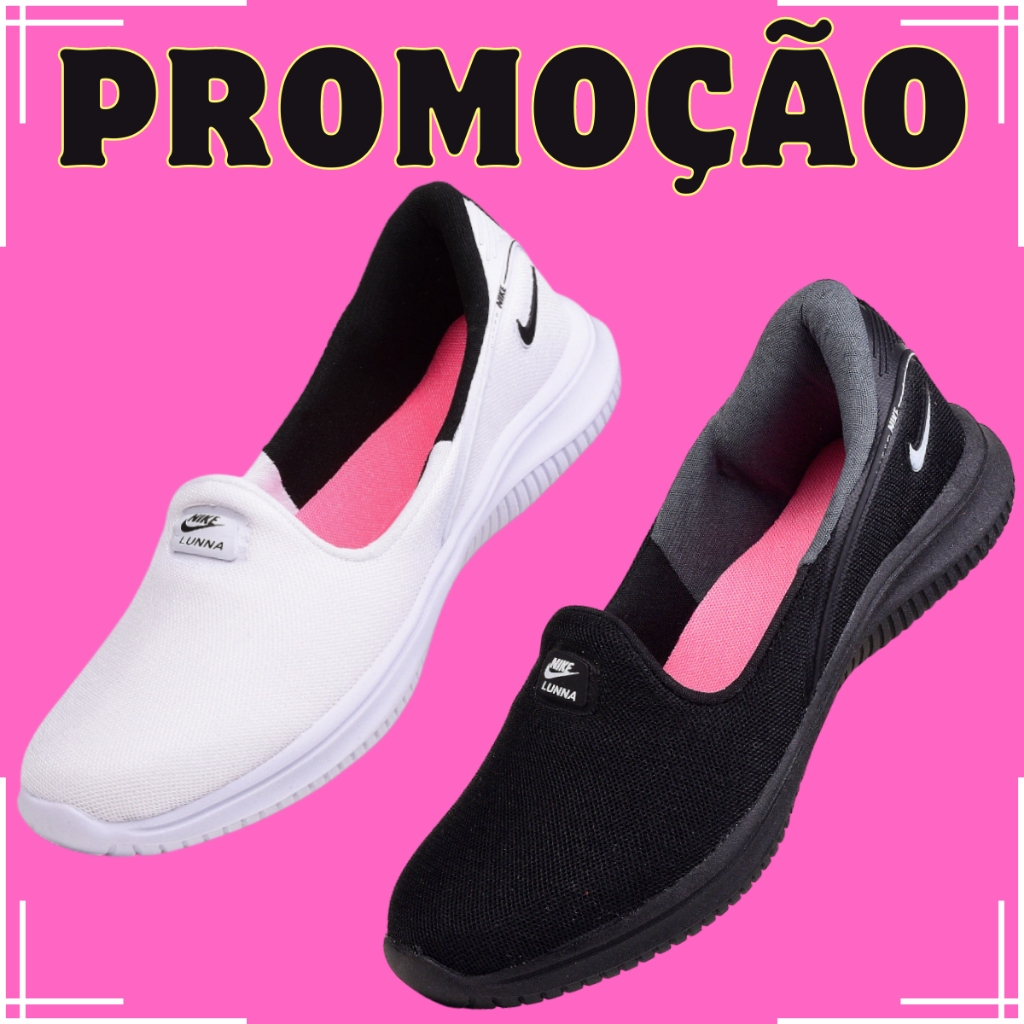 Feminina Sapatilhas LUNNA Confortavel Macia Leve Branca Preto Ideal Para Esportes Corrida Treino Caminhada Lançamento Envio Rápido