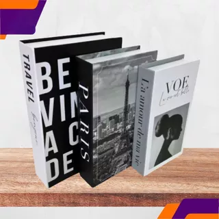 Conjunto de Caixa Livro Decorativo Porta Organizador Objetos Decoração Casa Sala Quarto