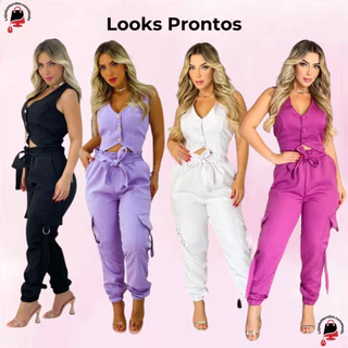 Conjunto Casaquinho com Calça Feminina Tamanho Único