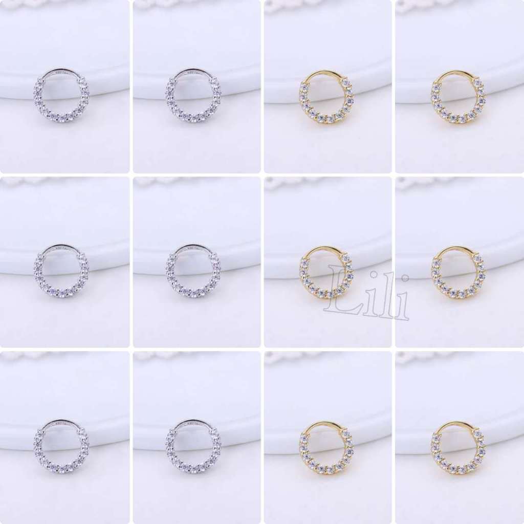 Kit 12 Piercing de Argolas Cravejadas Com Zircônia Prata E Dourada.