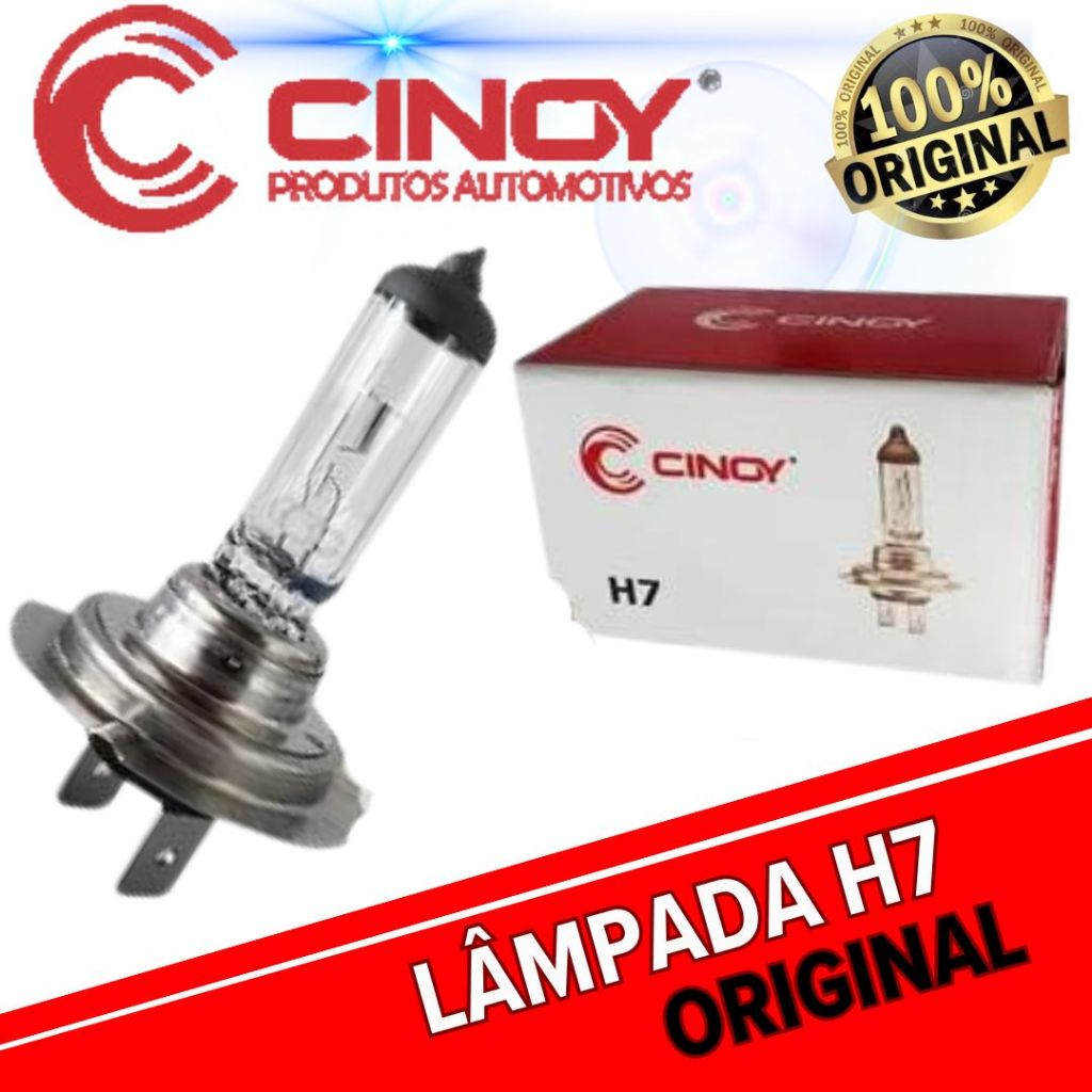 PAR LAMPADA HALOGENA H7 12V 55W ORIGINAL CINOY KIT COM 2 UNIDADES PAR LAMPADA HALOGENA H7 12V 55W ORIGINAL CINOY KIT COM 2 UNIDADES