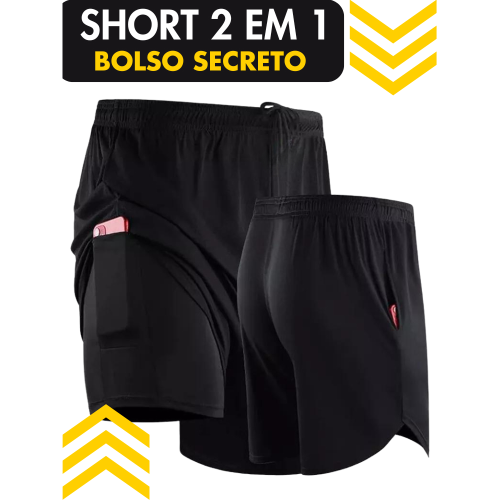 Shorts Masculino Ideal Para Treino, Corrida, Academia beach 2 em 1 Tecido Dryfit e Elastano
