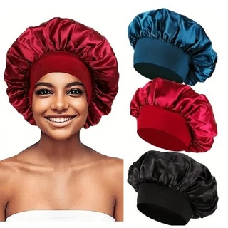 1 Peça Touca De Dormir De Aba Larga De Cetim Feminino E Envoltório De Cabelo, Adequado Para Uso Diário