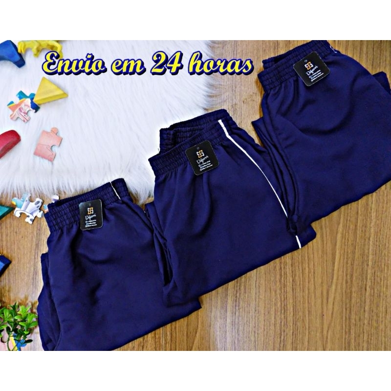 Calça tactel fashion azul marinho infantil