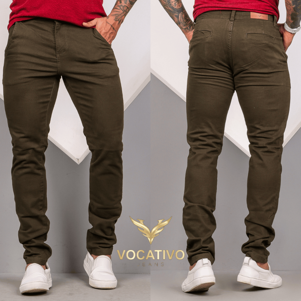 Calça Masculina Sport Fino Sarja Alfaiataria Com Lycra Elastano