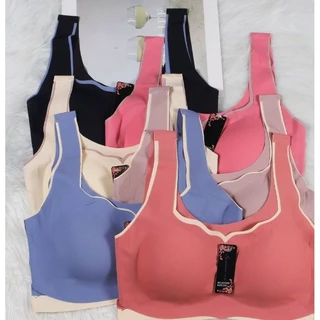 Kit 1 Sutiã 5d Dupla Face Liso Corte Laser Acolchoado Top Camiseta Sem costura com bojo Fitness Lingerie