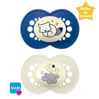 Chupeta MAM 6+m Silicone Night Brilha Escuro c/ 2un - Azul