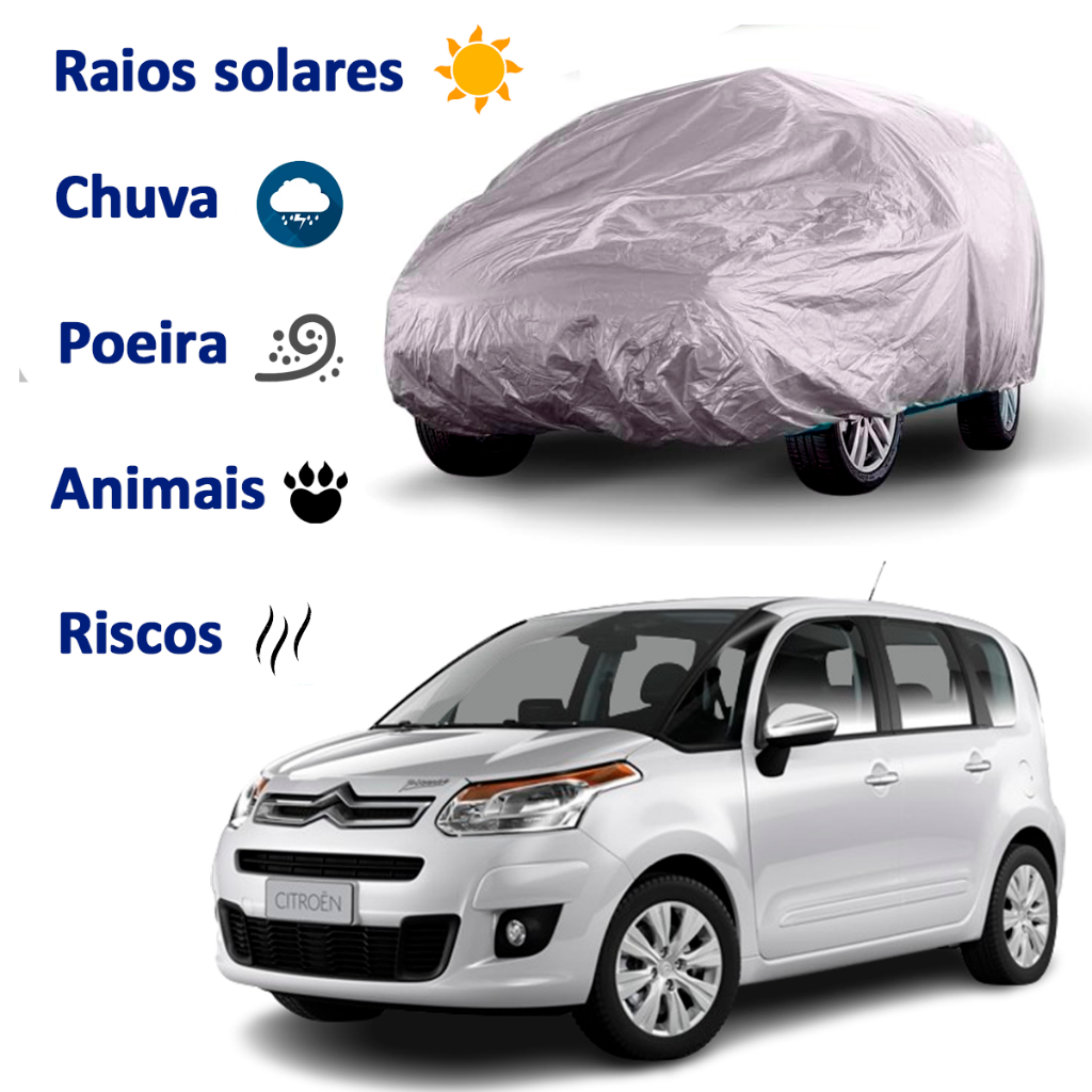 Capa de Cobrir Carro Citroen C3 Picasso Impermeável Proteção Total 100% Sol, chuva, riscos.
