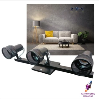 Spot Trilho ALUMÍNIO Para 3 Lâmpadas Tela LED Preto Fácil Instalação Metal Direcionáveis Casa Sala