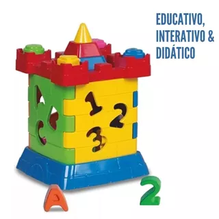 Brinquedo Castelinho Pedagógico Cubo Didático Castelo Interativo Educativo Letras
