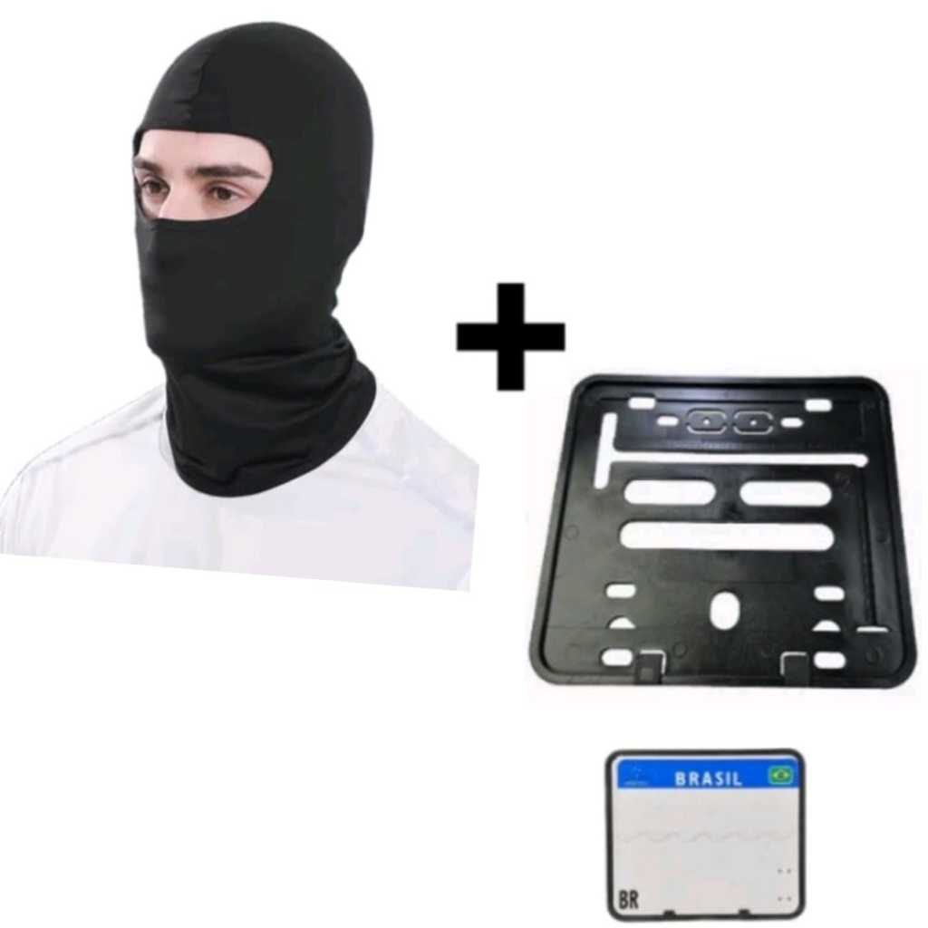 Touca Ninja Balaclava + Suporte da Placa 2 Itens Fan 160 Placa Mercosul ...