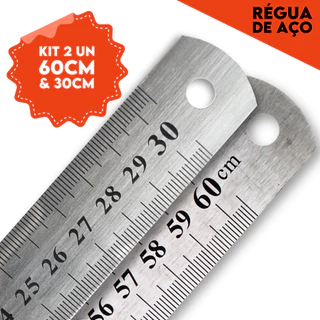 Régua De Metal - Aço Inox - 30Cm/ 60Cm