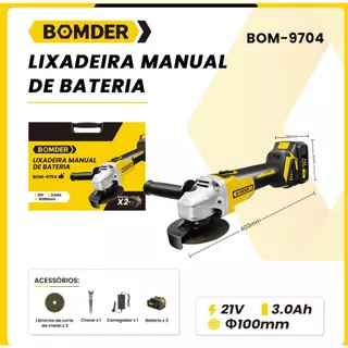 lixadeira manual de bateria 100mm Esmerilhadeira A Bateria 4.1/2 21v Intercambiável bomder