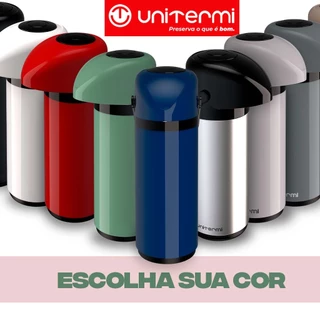 Garrafa Térmica 1 Litro Verona Unitermi Bomba De Pressão Com Alça Ampola Vidro Café Chá Água Quente Fria Chimarrão