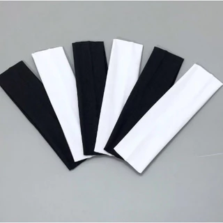 KIT 6 FAIXAS DE CABELO TIARA GINÁSTICA ACADEMIA ESPORTE BRANCO PRETO