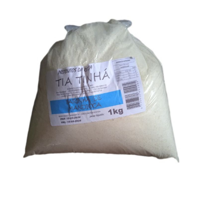 Farinha de mandioca, pacote de um kg, produto caseiro. | Shopee Brasil