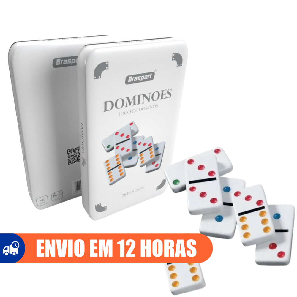 Dominó 28 Peças 9mm Estojo de Lata Brasport MB