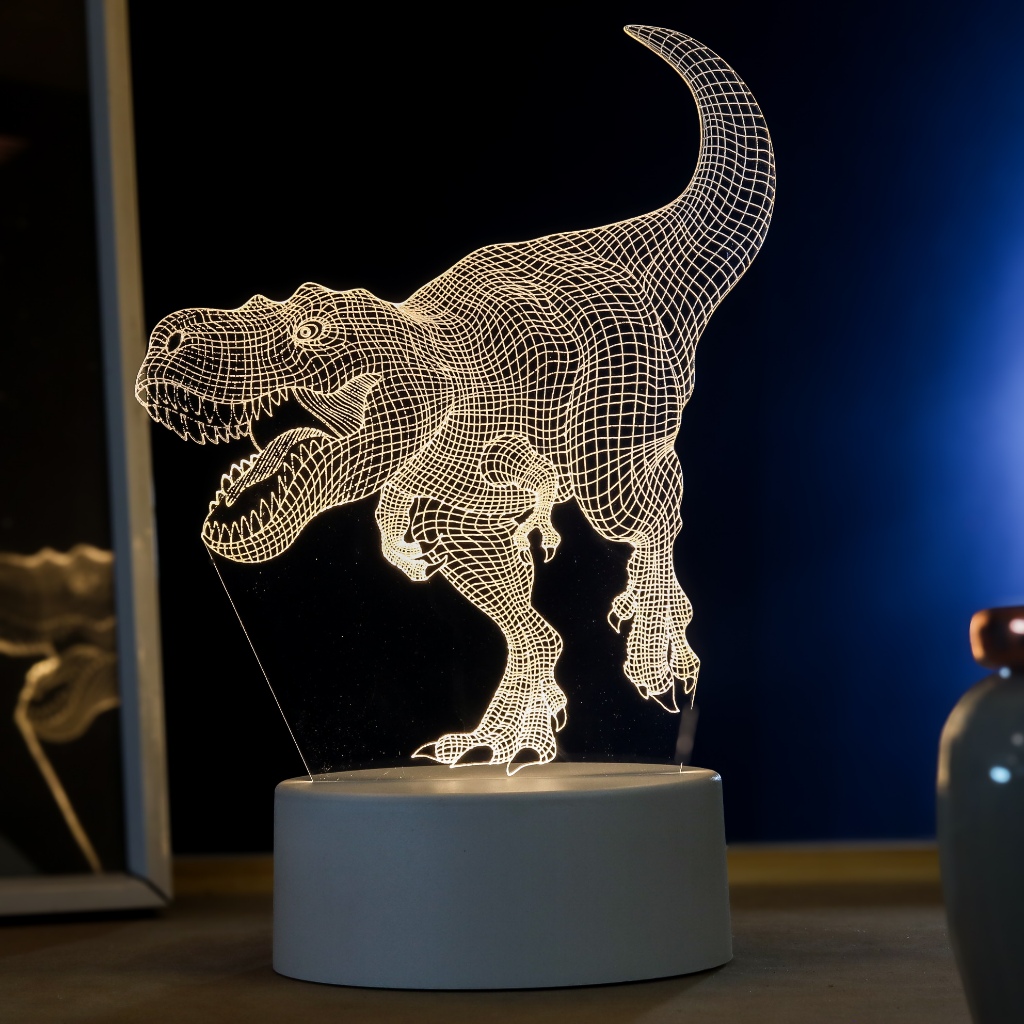 Luminária LED 3D de Mesa / Luz Noturna / Presente Criativo - T-rex 3D, tiranossauro rex, dinossauro