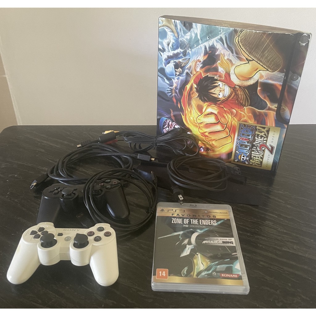 Playstation 3 Slim CECH2100a 120GB - Console com 3 controles e um jogo PS3 play3 ps3 playstation 3 play station playstation3 original