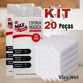 Kit 10/20 Esponjas Mágica Branca Tira Manchas Riscos Max Clean Clink Mutliuso