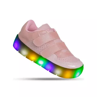 Tenis Infantil Feminino Rosa Sapato Menina Com Luzinha Led