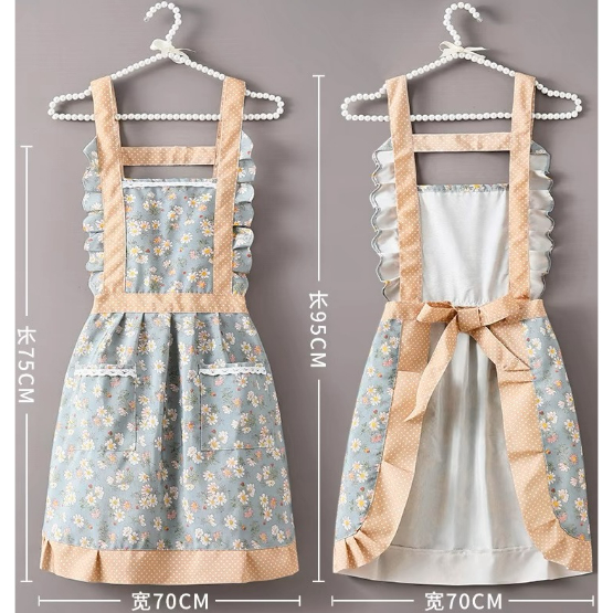 Avental De Lona De Renda Estilo Ocidental Cozinha Doméstica Puro Algodão Mulher 2023 Novo Influenciador Summer Thin Floral Princess