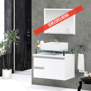 Conjunto Diamante MDF gabinete de banheiro com pia SEM espelheira 60cm