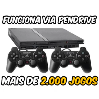 Playstation 2 Ps2 Completo +2000 Jogos + 2 Controles + Pendrive 64 gb + Memory Card + Garantia Play 2