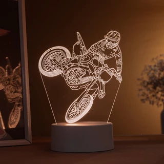 Luminária LED 3D de Mesa / Luz Noturna Presente Criativo / Decoração - motociclista 3D, moto, esportes