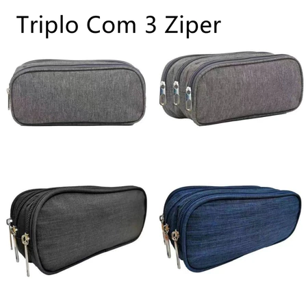 Estojo triplo Gitroy de lápis nylon de grande capacidade