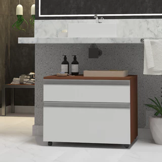 Armário de Banheiro com rodinhas multifuncional Safira MDF 60cm