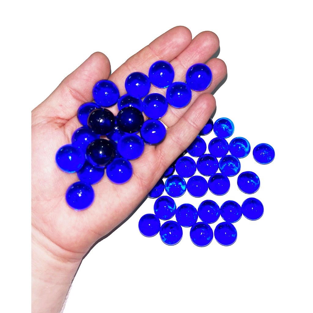 Kit 50 bolinha Gude Esfera Vidro bolita AZUL Escalda Pés Decoração Fubeca Peteca