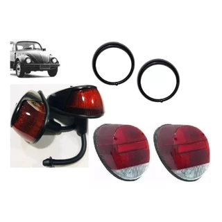 Kit Par Lanterna Traseira Rubi Par Pisca Lente Vermelha E Par Aro Preto Fusca Fafa em Oferta na Shopee