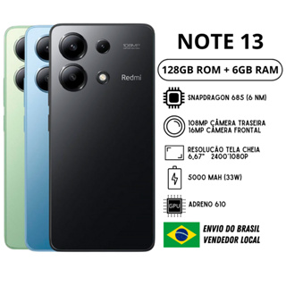 Xiaomi Redmi Note 13 128GB ROM / 6GB RAM Versão Global | Smartphone 4G , ROM Global , Câmera 48MP , Carregador 33W