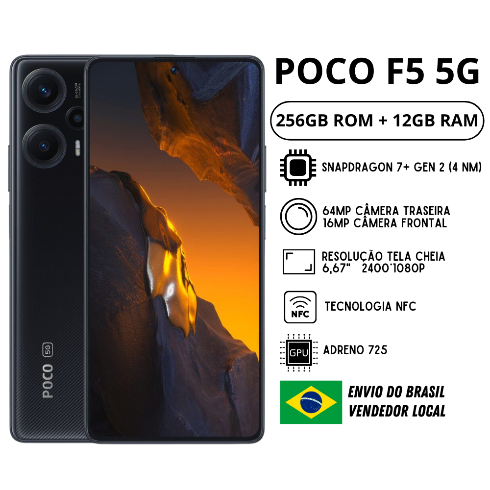 Celular Xiaomi Poco F5 5G 256GB / 12GB Preto RAM Versão