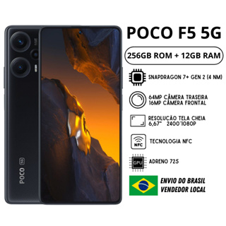 Celular Xiaomi Poco F5 5G 256GB / 12GB Preto RAM Versão Global