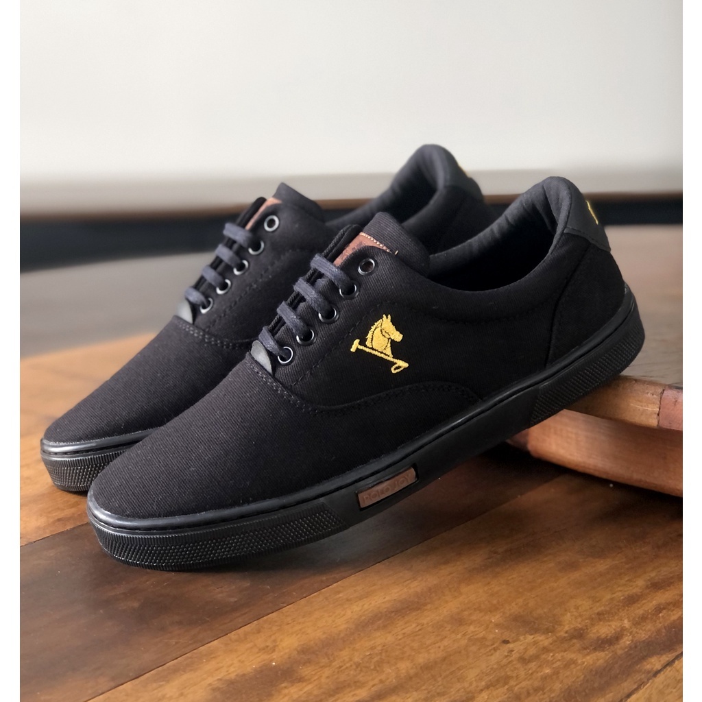 Tenis Masculino Sapatenis Polo Joy Casual Original All Black Preto