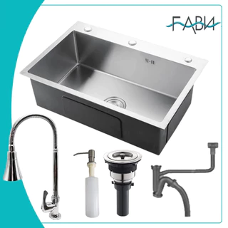 Cuba Inox Escovado Quadrada 55x45 Gourmet Com torneira duplo jato