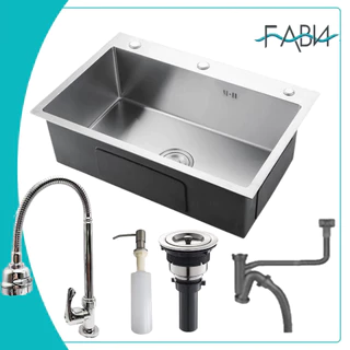 Cuba 304 Inox Escovado Quadrada 55x45 Gourmet Com torneira prata