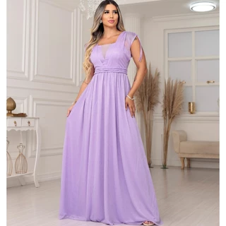 Vestido longo de festa plus size  manga curto trança na cintura 0288 em Oferta na Shopee