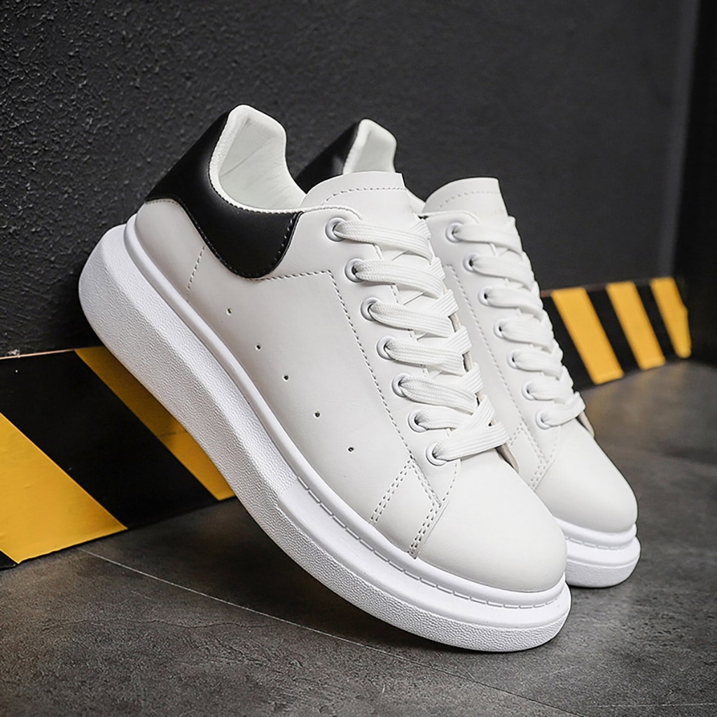 Tênis Casual Masculino McQueen Branco Básico Sola Alta Macio