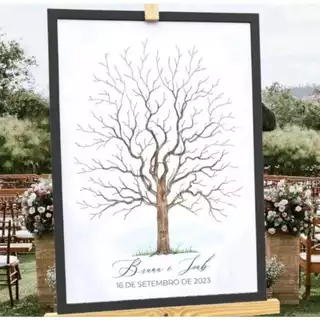 Quadro Placa Recepção De casamento Árvore Digitais